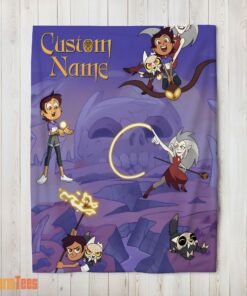 Happy Luz Noceda With King And Eda Clawthorne The Owl House Blanket Fleece Customized Blanket