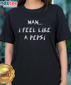 Happy man wearing a 'I Feel Like A Pepsi' ladies tee, showcasing a fun and vibrant style perfect for casual outings.