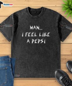 Alt Text: Happy man wearing a Pepsi-washed T-shirt, smiling joyfully, showcasing a vibrant, casual style.