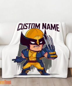 Happy Marvel Chibi Wolverine Blanket Fleece Customized Blanket - Image 2