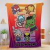 Happy Marvel SuperHero Avengers Skull Friends Birthday Cute Blanket Fleece Customized Blanket
