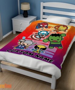 Happy Marvel SuperHero Avengers Skull Friends Birthday Cute Blanket Fleece Customized Blanket - Image 3