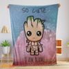 Happy Marvel SuperHero Baby Groot and Friends Birthday Cute Blanket Fleece Customized Blanket