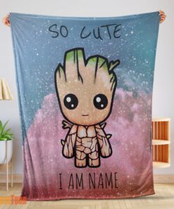 Happy Marvel SuperHero Baby Groot and Friends Birthday Cute Blanket Fleece Customized Blanket