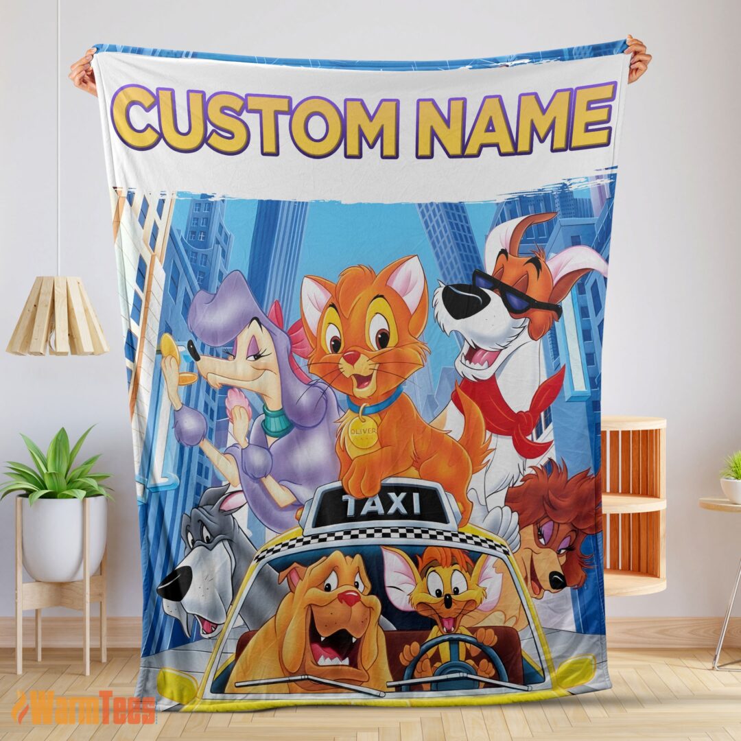 happy-oliver-company-with-friends-drive-taxi-blanket-fleece-customized-blanket-mk-01 Happy Oliver & Company With Friends Drive Taxi Blanket Fleece Customized Blanket