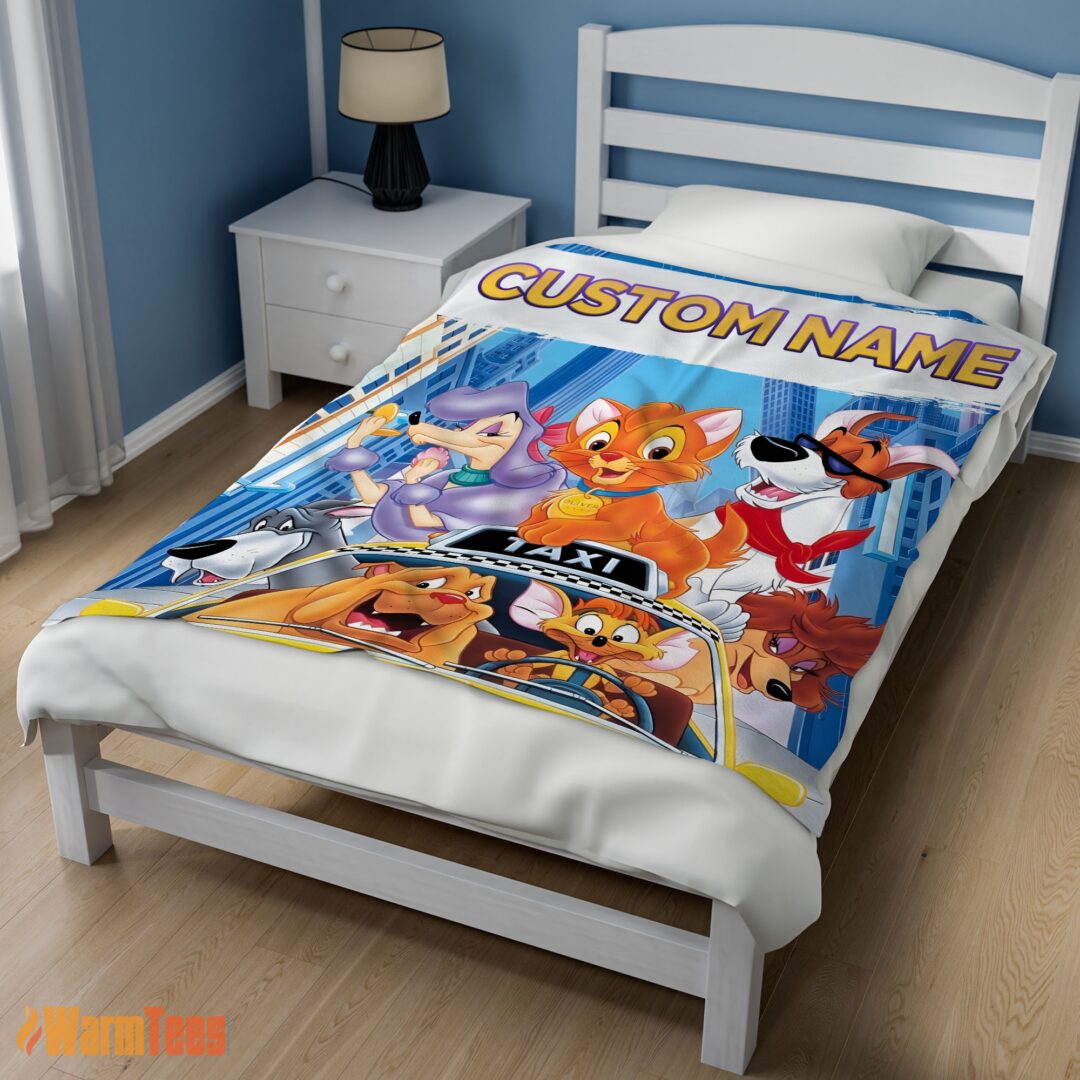 happy-oliver-company-with-friends-drive-taxi-blanket-fleece-customized-blanket-mk-02 Happy Oliver & Company With Friends Drive Taxi Blanket Fleece Customized Blanket - Image 3