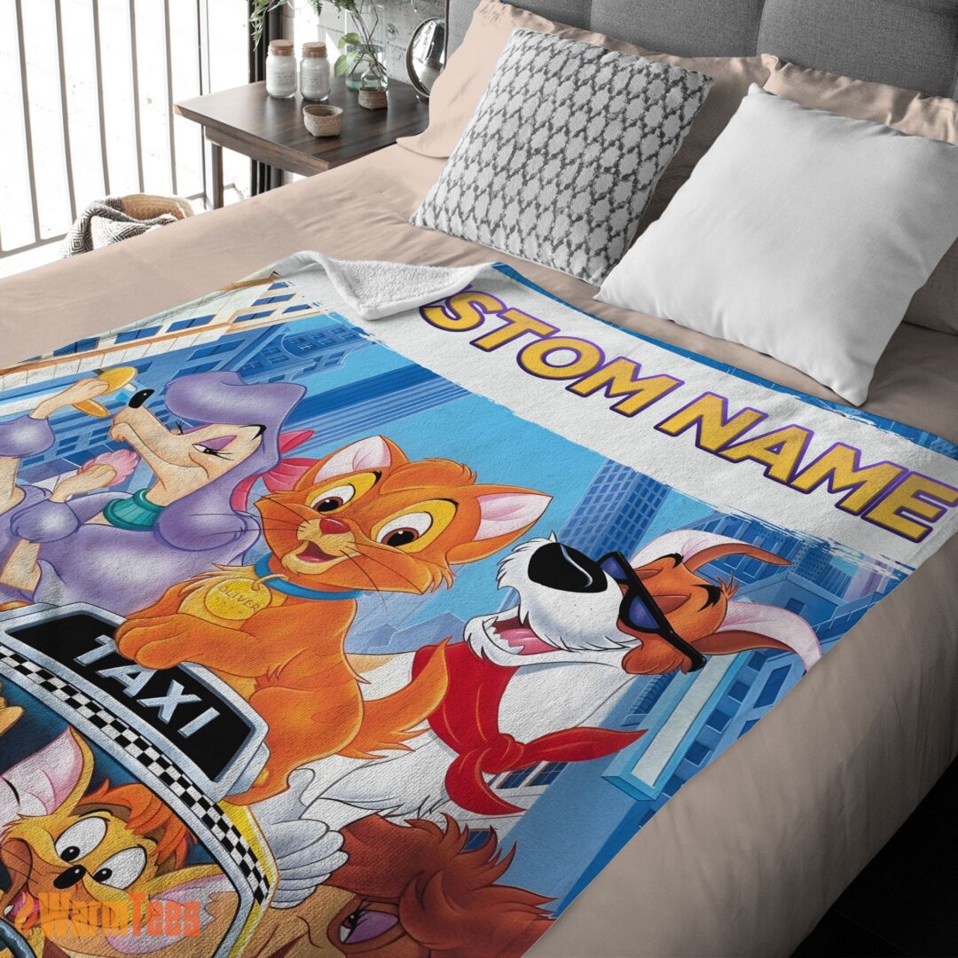 happy-oliver-company-with-friends-drive-taxi-blanket-fleece-customized-blanket-mk-03 Happy Oliver & Company With Friends Drive Taxi Blanket Fleece Customized Blanket - Image 2