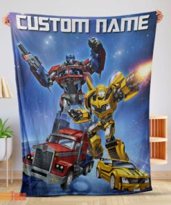 Happy Optimus Prime and Bumblebee Transformers Movie Blanket – Customize Blanket
