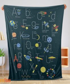 Happy Outer Space Alphabet Poster Cute A To Z Astronomy Fleece Blanket