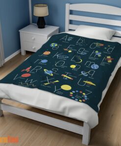 Happy Outer Space Alphabet Poster Cute A To Z Astronomy Fleece Blanket - Image 3