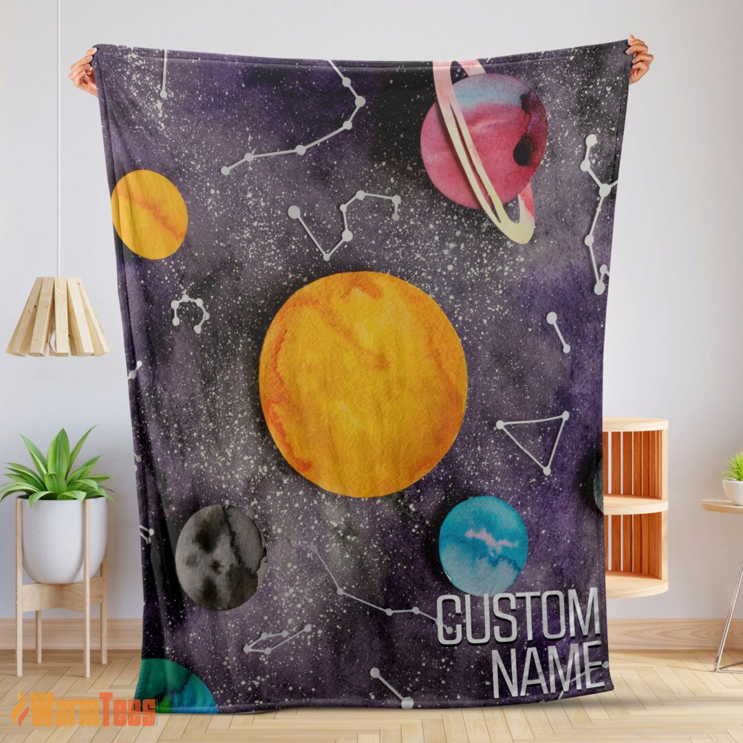 happy-outer-space-galaxy-watercolor-planets-stars-blanket-fleece-customized-blanket-mk-01-1 Happy Outer Space Galaxy Watercolor Planets & Stars Blanket Fleece Customized Blanket