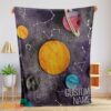 Happy Outer Space Galaxy Watercolor Planets & Stars Blanket Fleece Customized Blanket