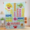 Happy Personalized Baby Shark Blanket Fleece Customized Blanket