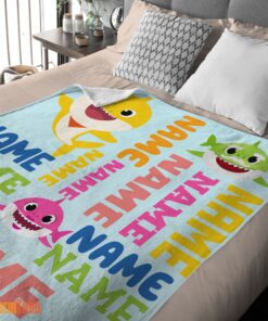 Happy Personalized Baby Shark Blanket Fleece Customized Blanket - Image 2