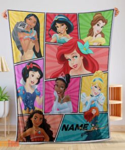 Happy Personalized Disney Princess Blanket Fleece Customized Blanket