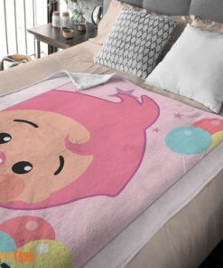 Happy Pink Plim Plim Love Blanket Fleece Customized Blanket - Image 2