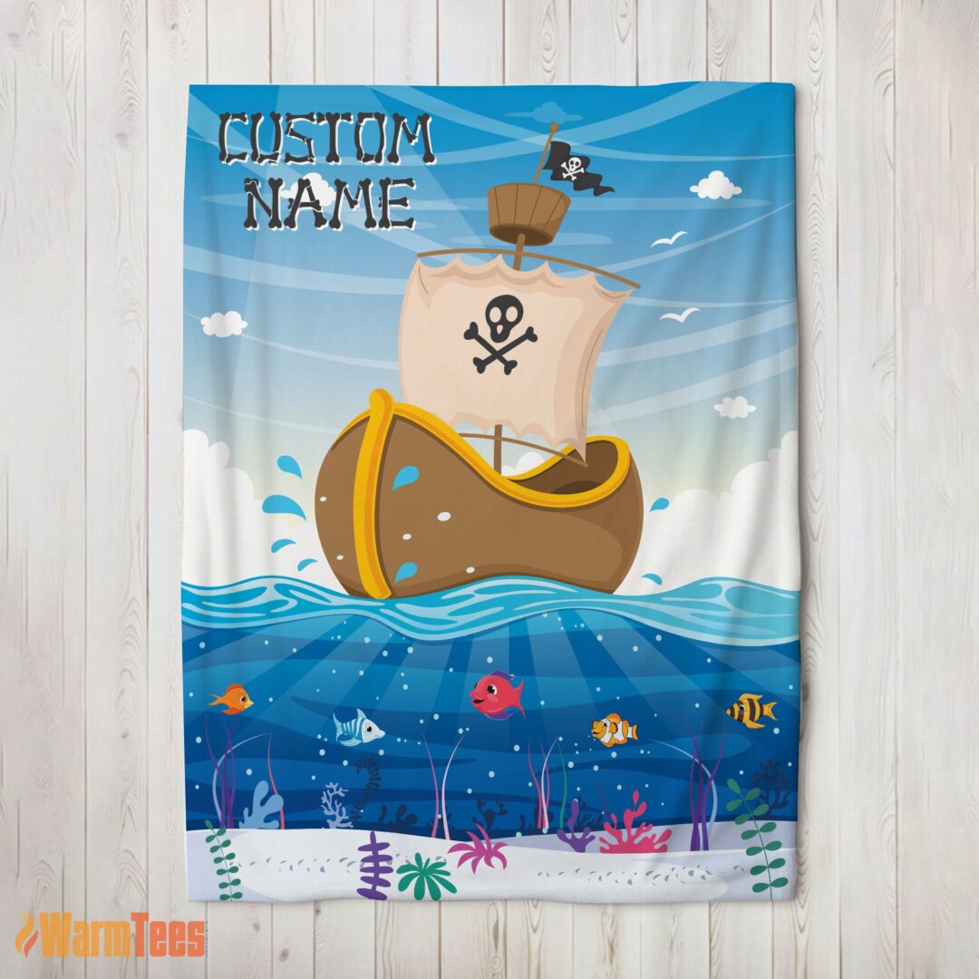 happy-pirate-ship-at-sea-fish-underwater-blanket-fleece-customized-blanket-mk-02-1 Happy Pirate Ship At Sea Fish Underwater Blanket Fleece Customized Blanket