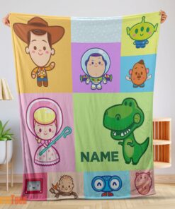 Happy Pixar Toy Story Chibi Character Blanket Fleece Customized Blanket