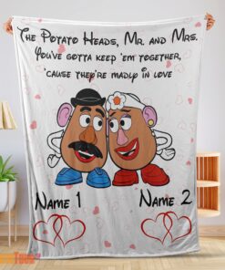 Happy Pixar Toy Story Mr. Potato and Ms. Potato Blanket Fleece Customized Blanket