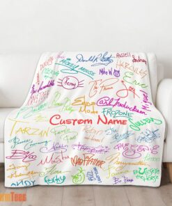 Happy Playful Hand Writing Typography Vibrant Name Blanket Fleece Customized Blanket - Image 2
