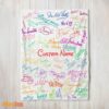 Happy Playful Hand Writing Typography Vibrant Name Blanket Fleece Customized Blanket