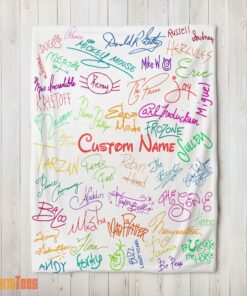 Happy Playful Hand Writing Typography Vibrant Name Blanket Fleece Customized Blanket