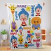 Happy Plim Plim & Friends Collage Cute Blanket Fleece Customized Blanket