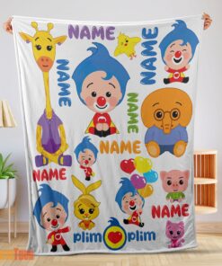 Happy Plim Plim & Friends Collage Cute Blanket Fleece Customized Blanket
