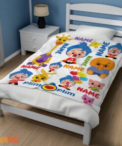 Happy Plim Plim & Friends Collage Cute Blanket Fleece Customized Blanket - Image 3