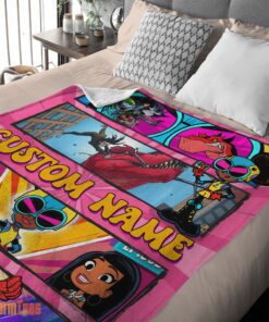 Happy Prehistoric Adventure Girl Warrior Blanket – Customize Blanket - Image 3