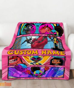 Happy Prehistoric Adventure Girl Warrior Blanket – Customize Blanket - Image 2