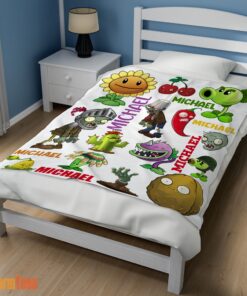 Happy Pretty Plants Vs Zombies Characters Blanket Fleece Customized Blanket - Image 3