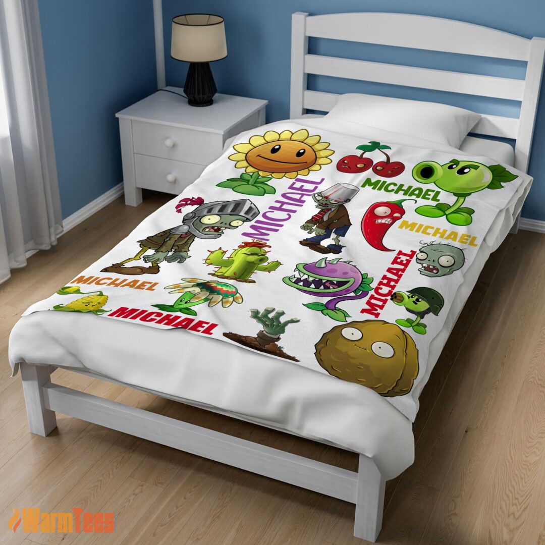 happy-pretty-plants-vs-zombies-characters-blanket-fleece-customized-blanket-mk-02 Happy Pretty Plants Vs Zombies Characters Blanket Fleece Customized Blanket - Image 3