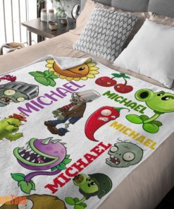 Happy Pretty Plants Vs Zombies Characters Blanket Fleece Customized Blanket - Image 2