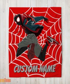 Happy Spider-Man Into the Spider-Verse Miles Morales Blanket Fleece Customized Blanket