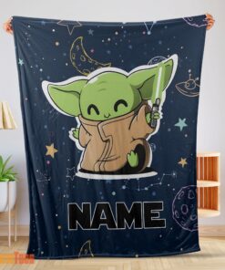 Happy Star Wars Baby Yoda Astronomy Blanket Fleece Customized Blanket