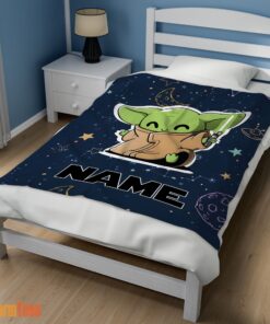 Happy Star Wars Baby Yoda Astronomy Blanket Fleece Customized Blanket - Image 3