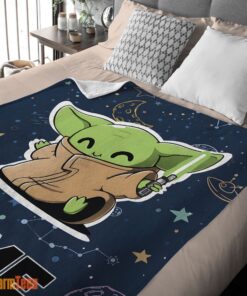 Happy Star Wars Baby Yoda Astronomy Blanket Fleece Customized Blanket - Image 2