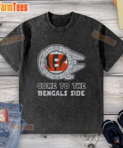 Alt Text: Happy Star Wars Cincinnati Bengals side washed t-shirt featuring a vibrant design for fans and collectors.
