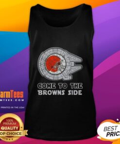 Happy Star Wars Come to the Cleveland Browns Side tank top featuring a fun graphic, perfect for fans and collectors.