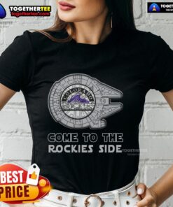 Happy Star Wars Come to the Colorado Rockies Side Ladies Tee featuring a vibrant design for fans and fashion lovers.