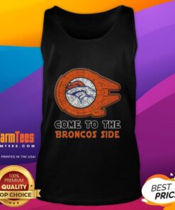 Happy Star Wars tank top featuring Denver Broncos logo, perfect for fans showcasing their team spirit.