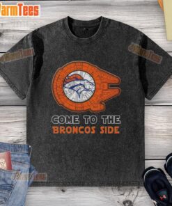 Happy Star Wars Come to the Denver Broncos Side washed t-shirt featuring a vibrant design for fans of both franchises.