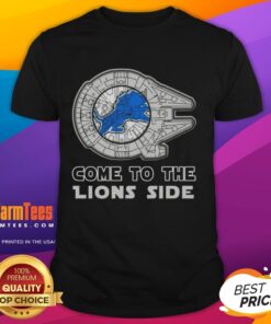 Happy Star Wars Come To The Detroit Lions Side T-Shirt featuring iconic characters and team spirit design.