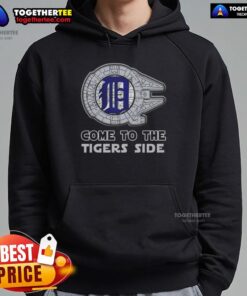 Happy Star Wars Detroit Tigers side hoodie featuring iconic characters and team colors for ultimate fan style.