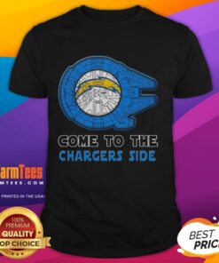 Happy Star Wars Come To The Los Angeles Chargers Side T-Shirt featuring a fun design for fans of both franchises.
