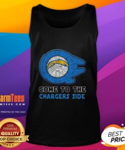 Happy Star Wars themed Los Angeles Chargers side tank top featuring vibrant graphics and a sporty design.