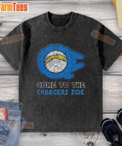 Happy Star Wars Come to the Los Angeles Chargers side washed t-shirt featuring vibrant graphics and a comfortable fit.