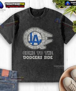 Happy Star Wars Los Angeles Dodgers side washed t-shirt featuring a vibrant design, perfect for fans and collectors.