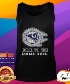 Happy Star Wars tank top featuring Los Angeles Rams logo, perfect for fans celebrating both franchises.
